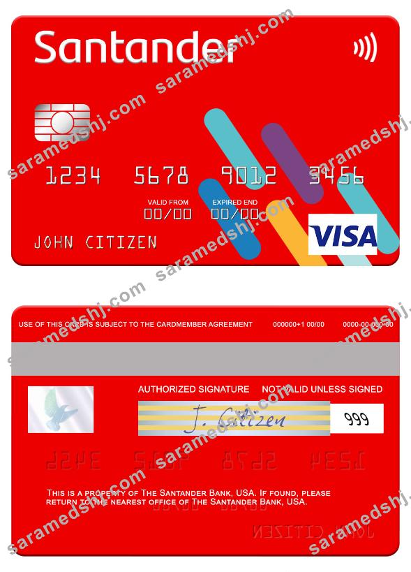 USA Santander Bank visa card